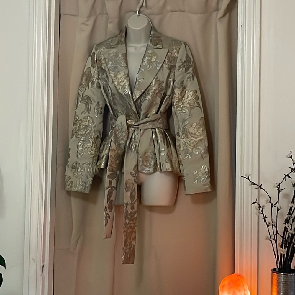 Christian Pellizzari gold blazer tied front